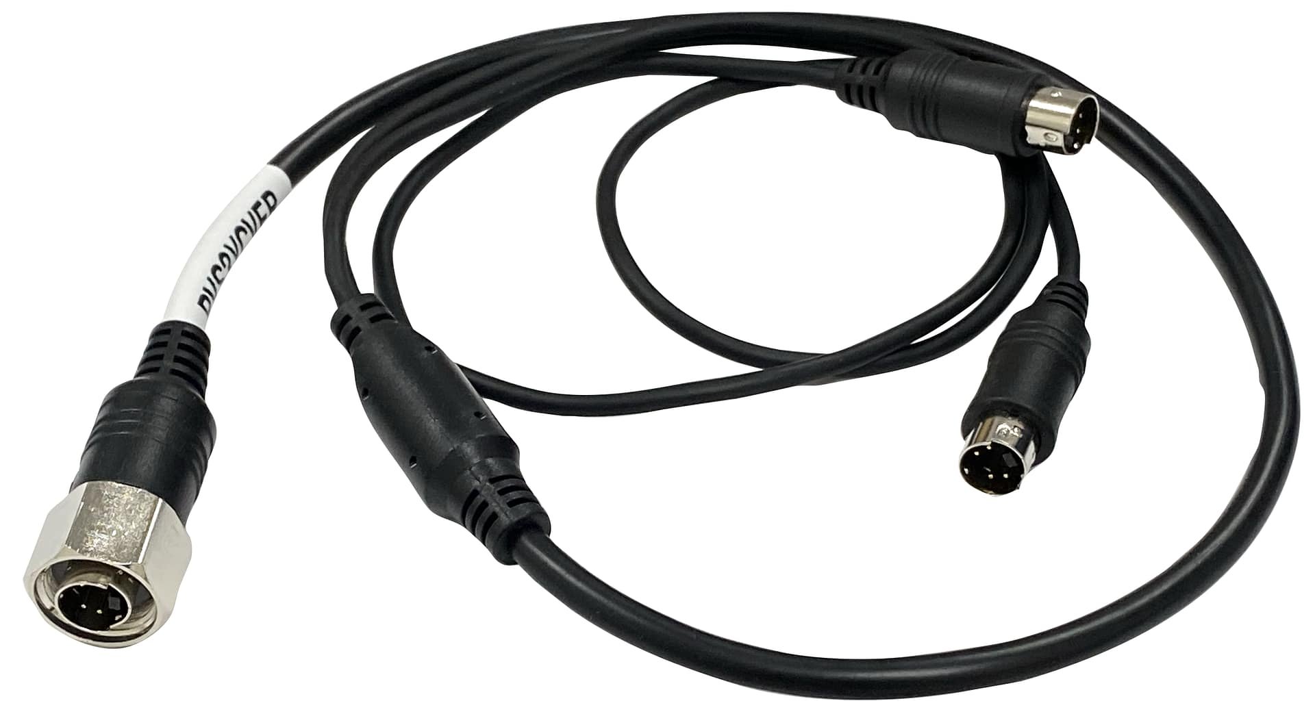 SmarTruckHD 4p mini-din Male Threaded Connector to “Y” Splitter 4p mini-din Male Push Type Connector – 3′