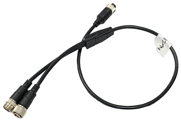 “Y” 6p mini-din Male / 6p mini-din Female Threaded Connector to 4p mini-din Female Threaded Connector