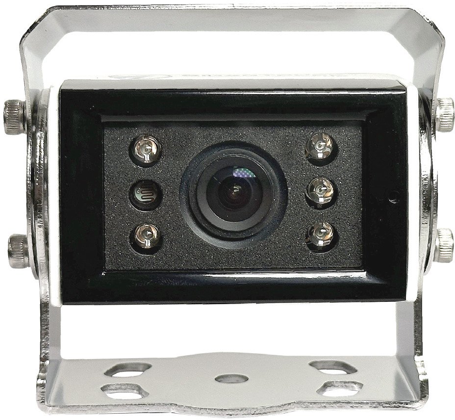 Frame Mount, 130 FOV, CVBS, IR LED, 4p mini-din, Heater, Mirror, White, IP 69K Waterproof