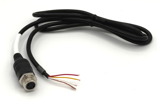 SmarTruckHD 4' 4p mini-din Female Threaded Connector to Open Leads Camera Cable